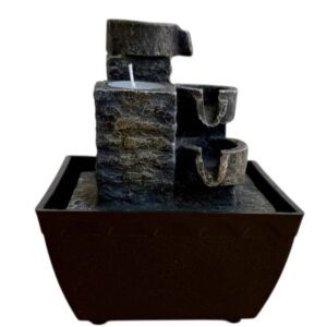 FUENTE CON PORTAVELA PIEDRA 15cm 914V